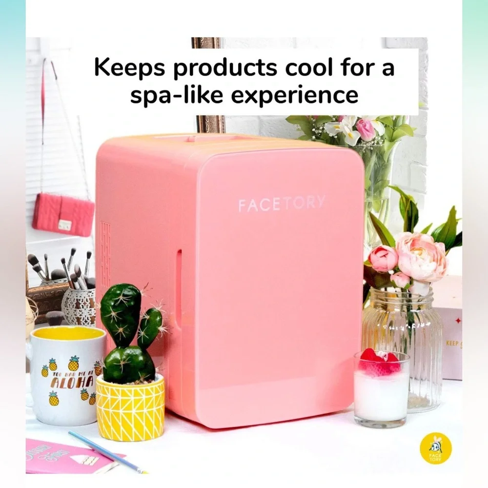 FACETORY Portable Coral Beauty Fridge with Heat and Cool Capacity New